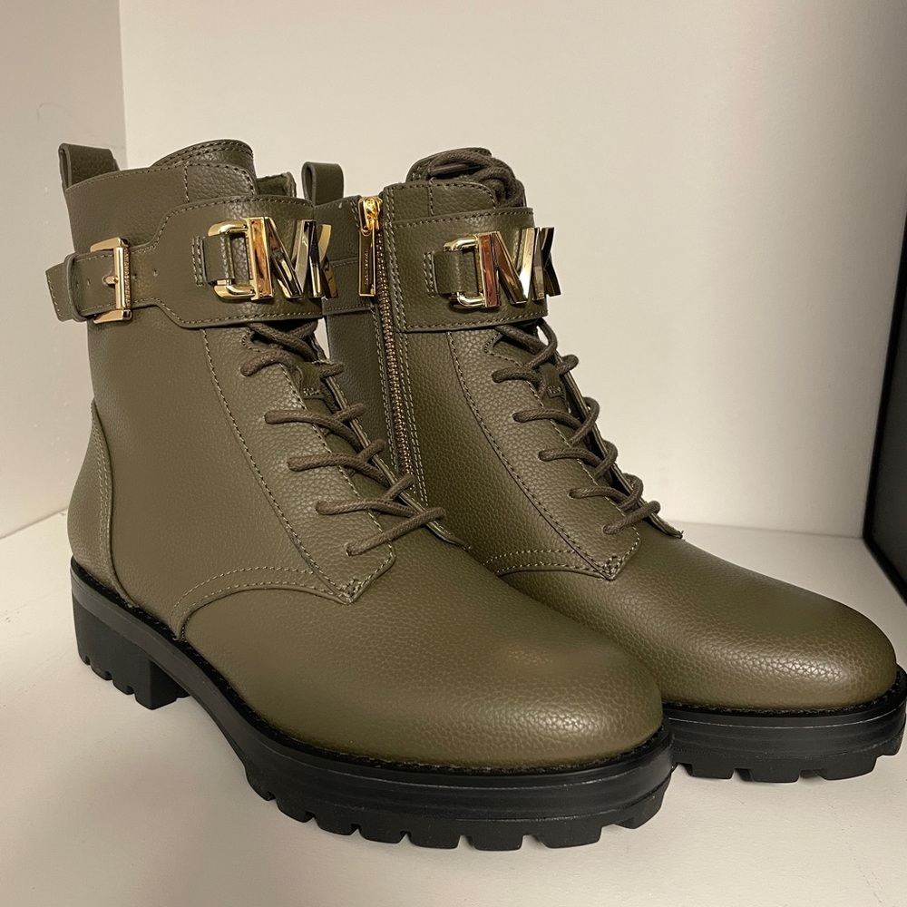 Michael Kors Olive Green Leather Ankle Boots